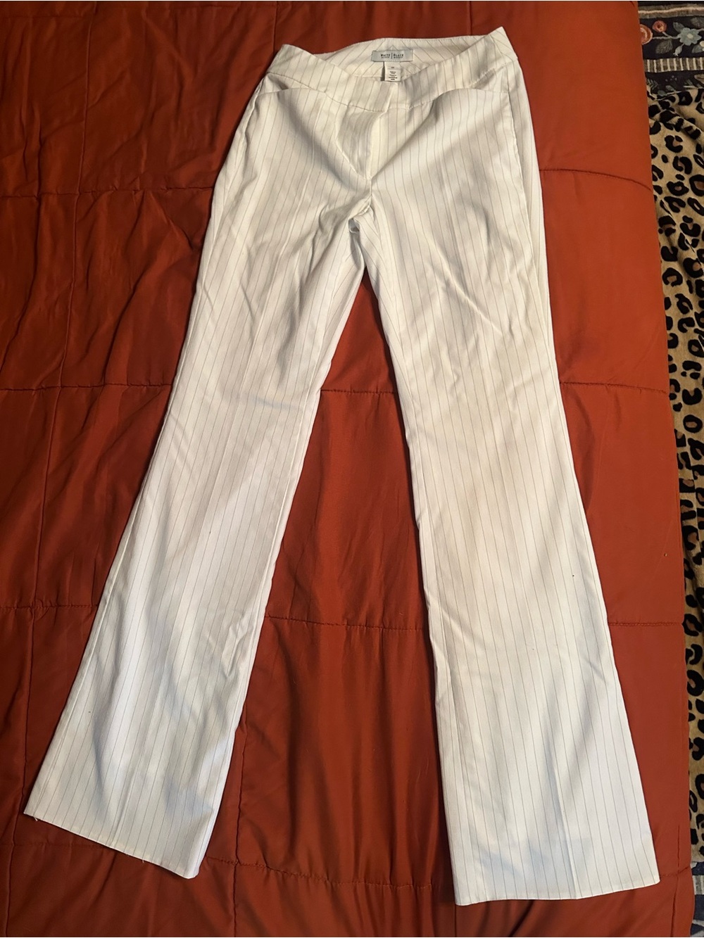 White House Black Market White Pinstripe Flare Trousers